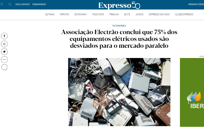 Associação Electrão conclui que 75% dos equipamentos elétricos usados são desviados para o mercado paralelo