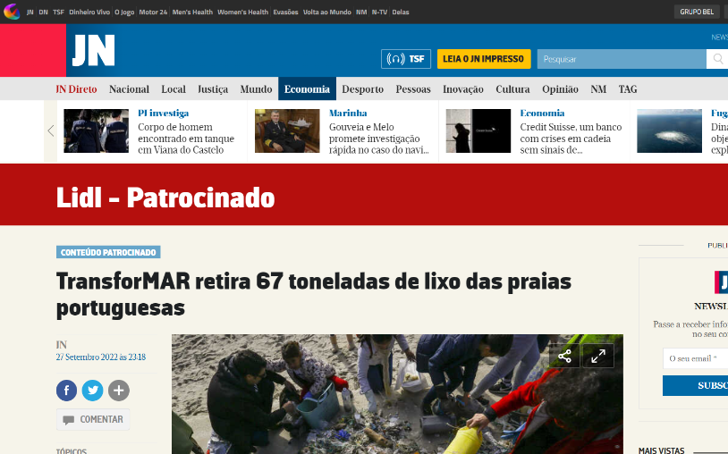 TransforMAR retira 67 toneladas de lixo das praias portuguesas