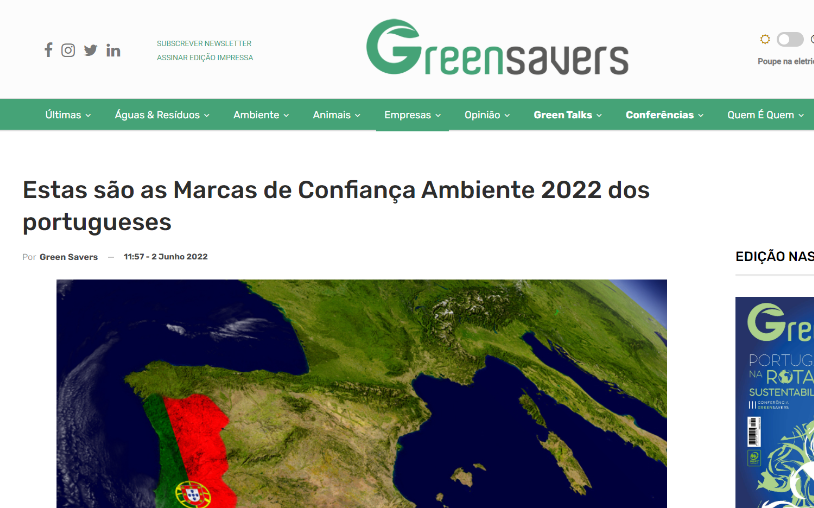 Estas são as marcas de Confiança Ambiente 2022 dos portugueses