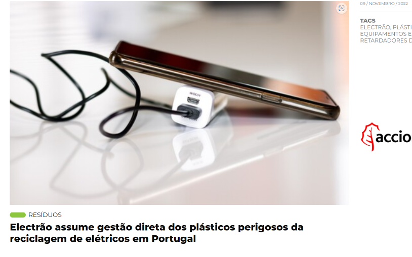 Electrão assume gestão direta dos plásticos perigosos da reciclagem de elétricos em Portugal